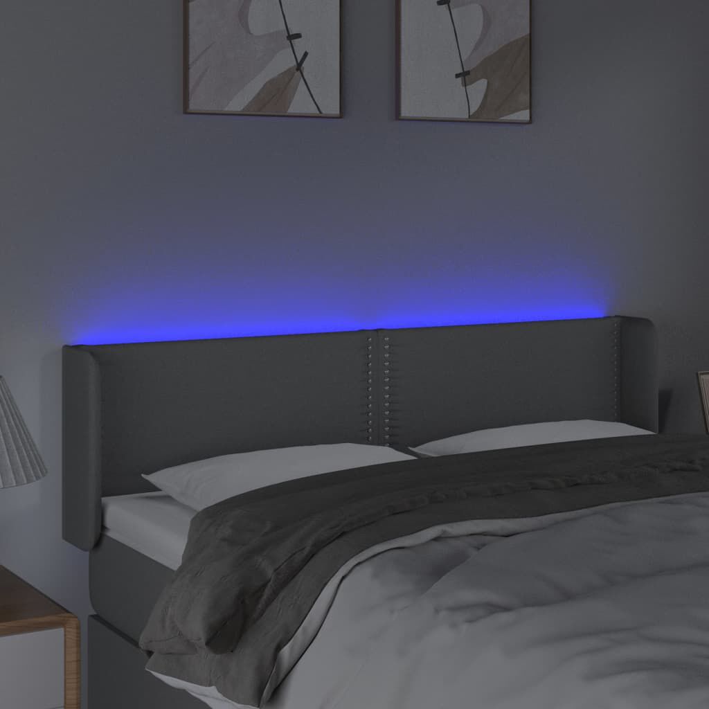 vidaXL Κεφαλάρι Κρεβατιού LED Ανοιχτό Γκρι 147x16x78/88 εκ. Υφασμάτινο