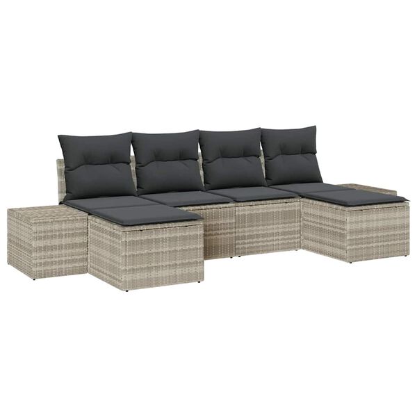 vidaXL Σετ Καναπέ Κήπου 6 pcs Ανοιχτό γκρι 184 x 62 x 85 εκ.