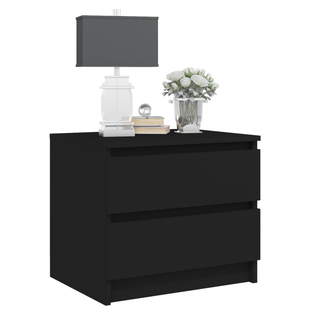 vidaXL Κομοδίνο Μαύρο 50 x 39 x 43,5 εκ. από Επεξ. Ξύλο