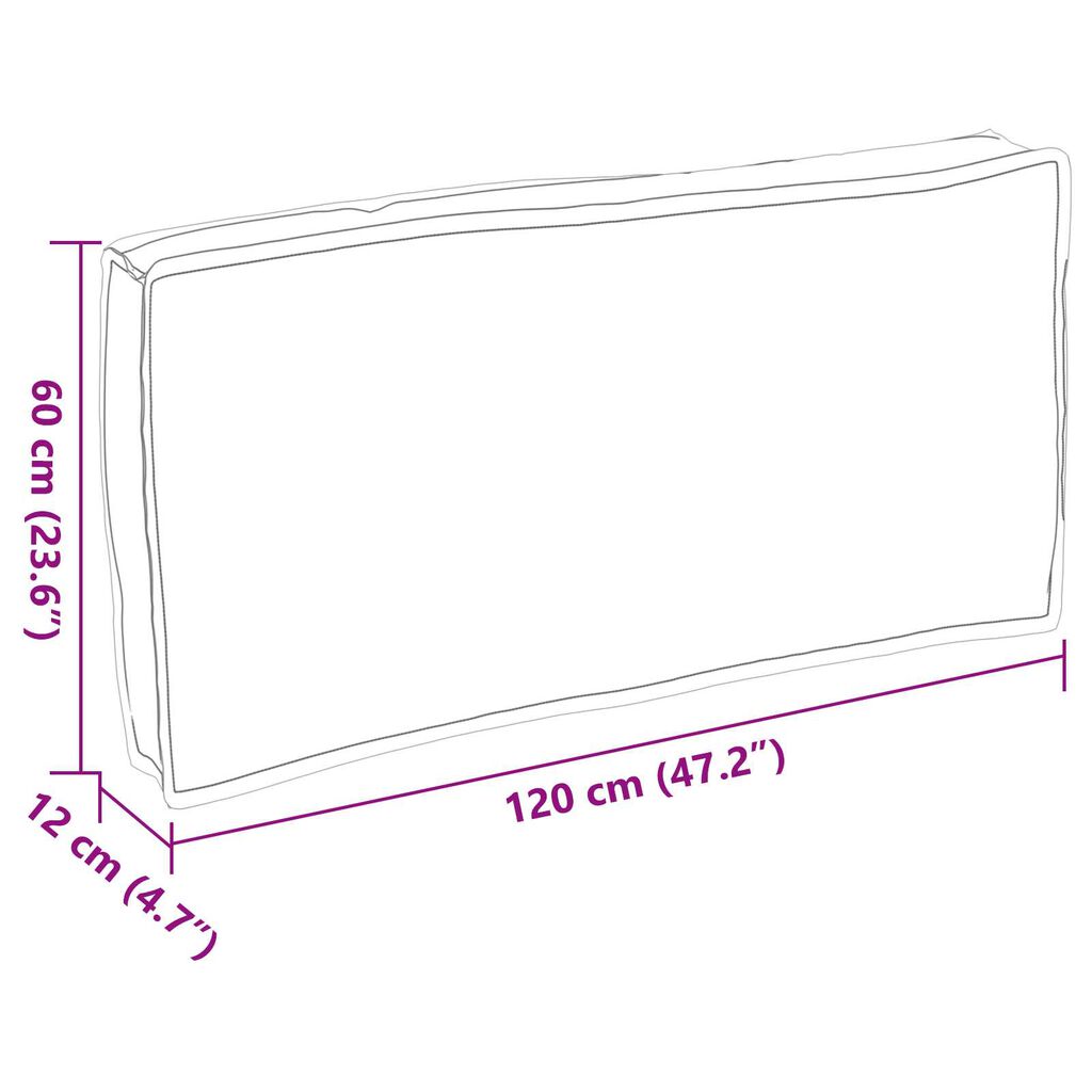 vidaXL Μαξιλάρι Πάγκου/Πλάτης Μπορντό 120 x 60 x 12 εκ. Υφάσμα Οξφόρδης