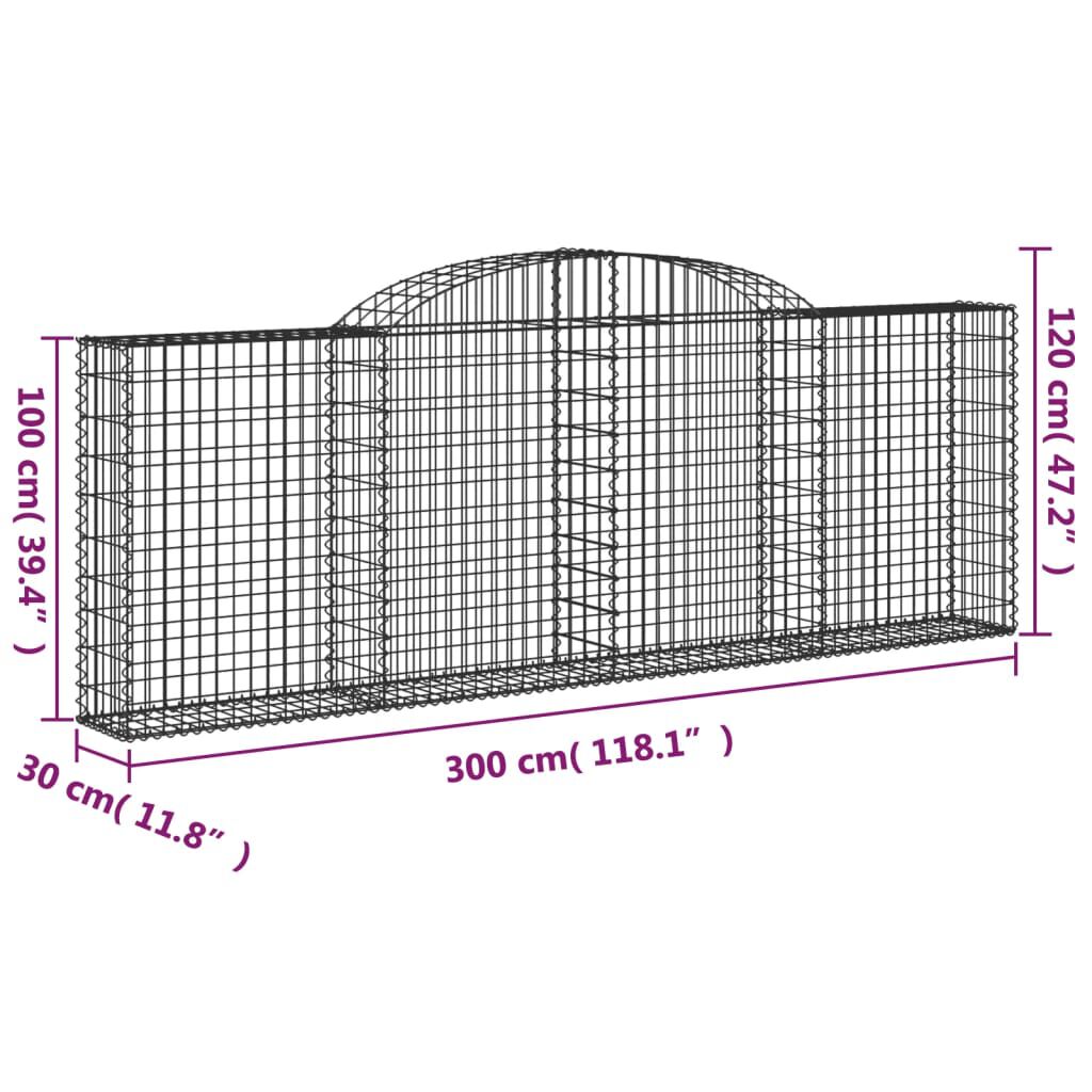 vidaXL Συρματοκιβώτια Τοξωτά 17 τεμ. 300x30x100/120 εκ. Γαλβαν. Ατσάλι