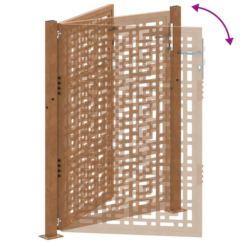 vidaXL Πύλη κήπου 105x130 cm Σταυρός σχεδιασμού από διαβρωμένο χάλυβα
