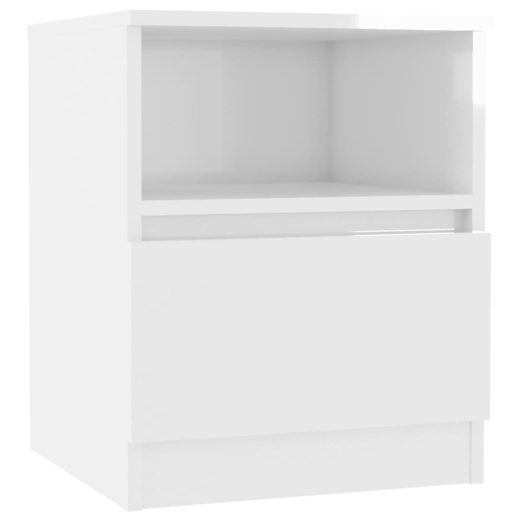 vidaXL Κομοδίνο Γυαλιστερό Λευκό 40 x 40 x 50 εκ. από Επεξ. Ξύλο