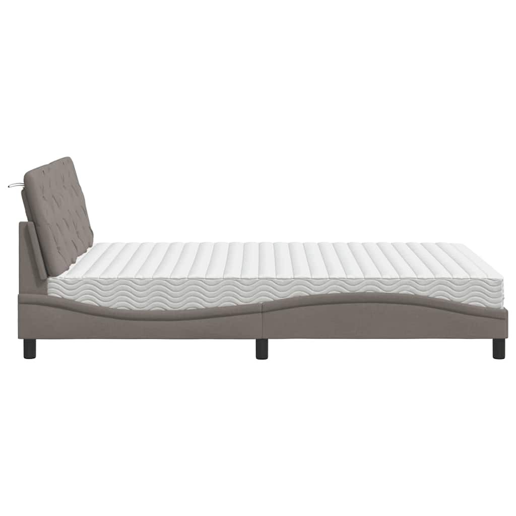 vidaXL Κρεβάτι με Στρώμα Taupe 120x200 εκ. Υφασμάτινο