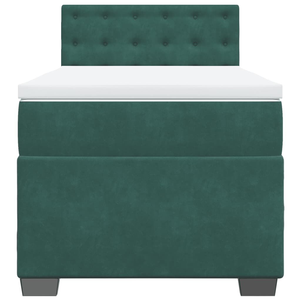 vidaXL Κρεβάτι Boxspring με Στρώμα Σκούρο Πράσινο 80x200 εκ. Βελούδινο