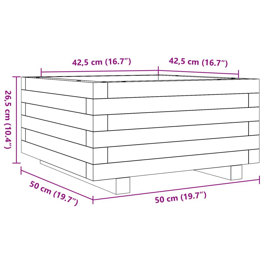 vidaXL Ζαρντινιέρα Κήπου 50x50x26,5 εκ από Μασίφ Ξύλο Πεύκου