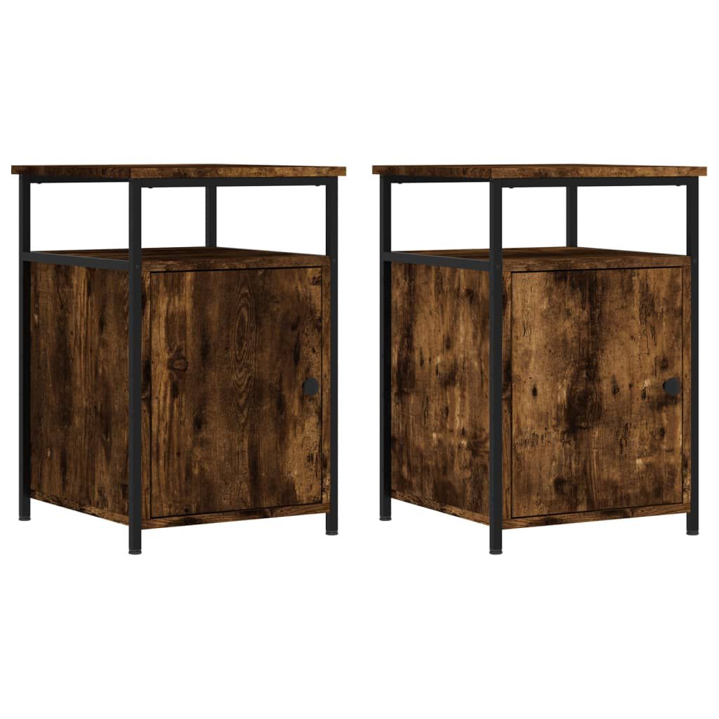 vidaXL Κομοδίνα 2 τεμ. Καπνιστή Δρυς 40x42x60 εκ. από Επεξεργ. Ξύλο