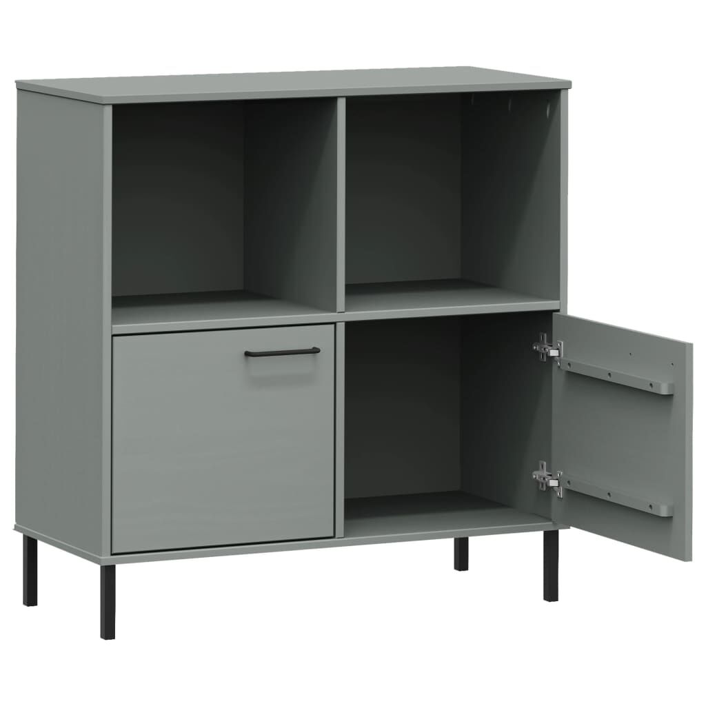 vidaXL Βιβλιοθήκη OSLO Γκρι 90x35x90,5 εκ. Μασίφ Ξύλο με Μετ. Πόδια
