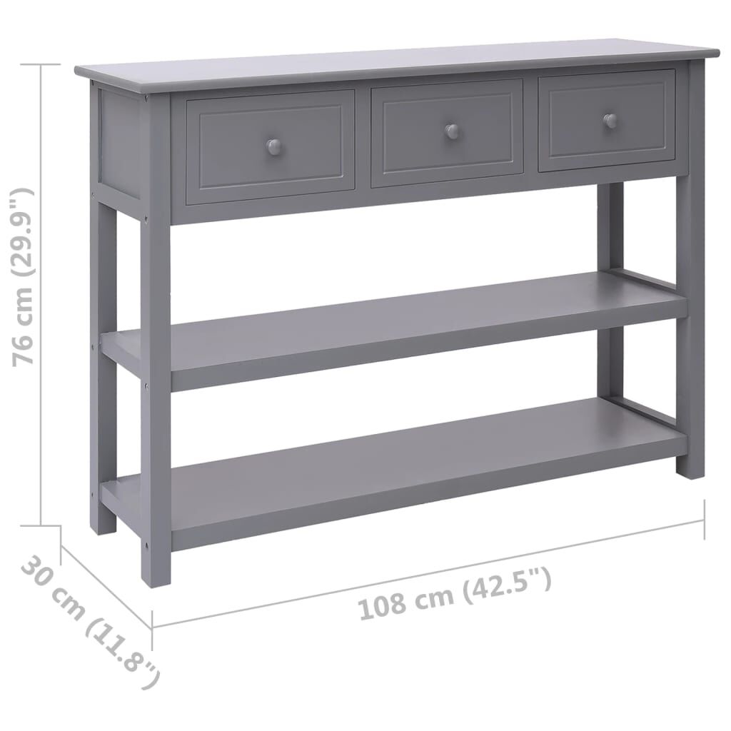 vidaXL Ντουλάπι Γκρι 108 x 30 x 76 εκ. από Μασίφ Ξύλο Παυλώνιας