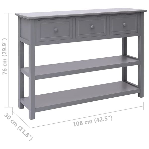 vidaXL Ντουλάπι Γκρι 108 x 30 x 76 εκ. από Μασίφ Ξύλο Παυλώνιας