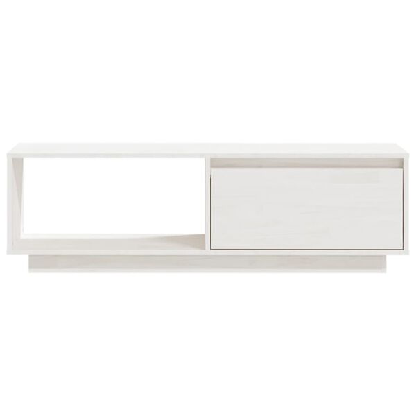 vidaXL Έπιπλο Τηλεόρασης Λευκό 110 x 30 x 33,5εκ από Μασίφ Ξύλο Πεύκου