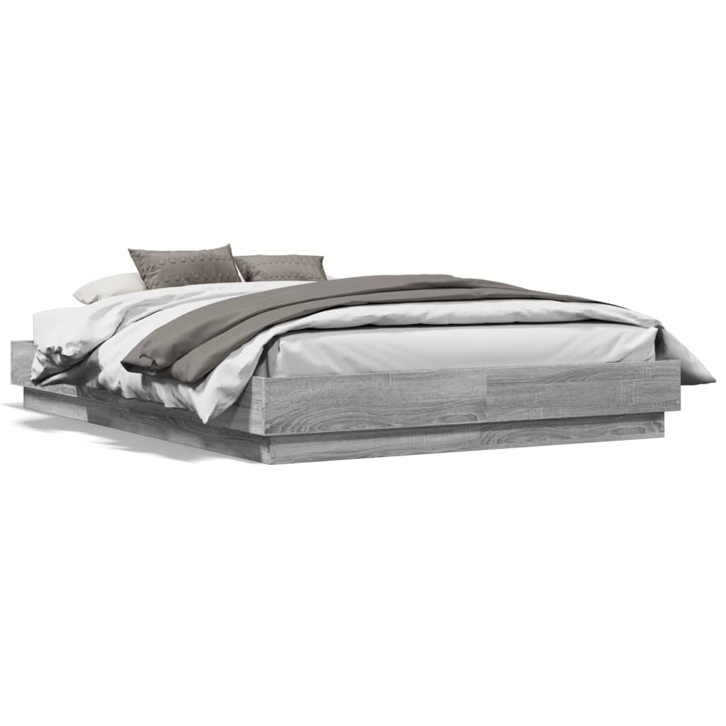 vidaXL Πλαίσιο Κρεβατιού Γκρι Sonoma 135x190 εκ. Επεξεργασμένο Ξύλο