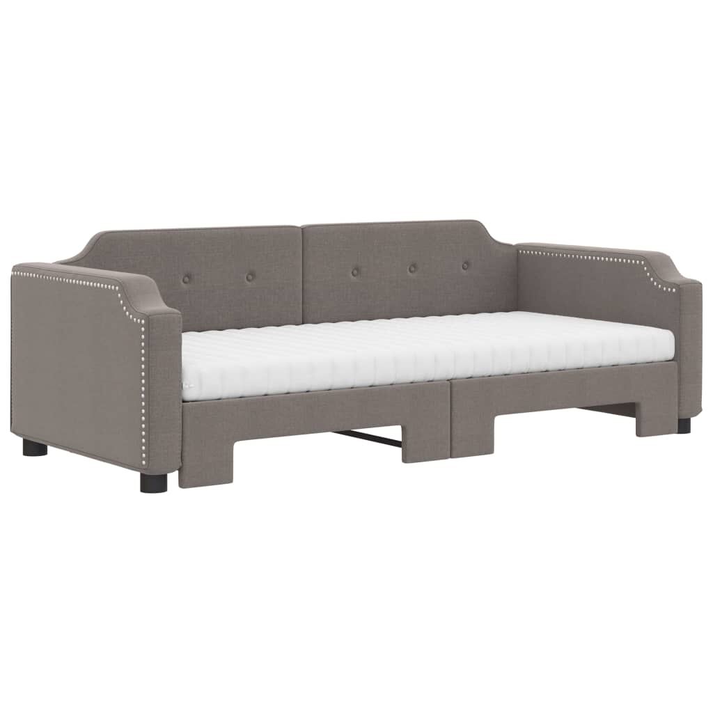 vidaXL Καναπές Κρεβάτι Συρόμενος Taupe 90x200 εκ. Ύφασμα Στρώματα