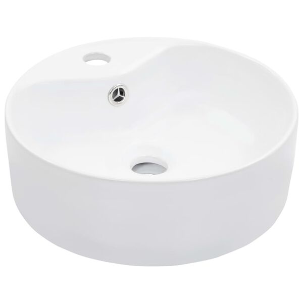 vidaXL Νιπτήρας με Οπή Υπερχείλισης Λευκός 36 x 13 εκ. Κεραμικός