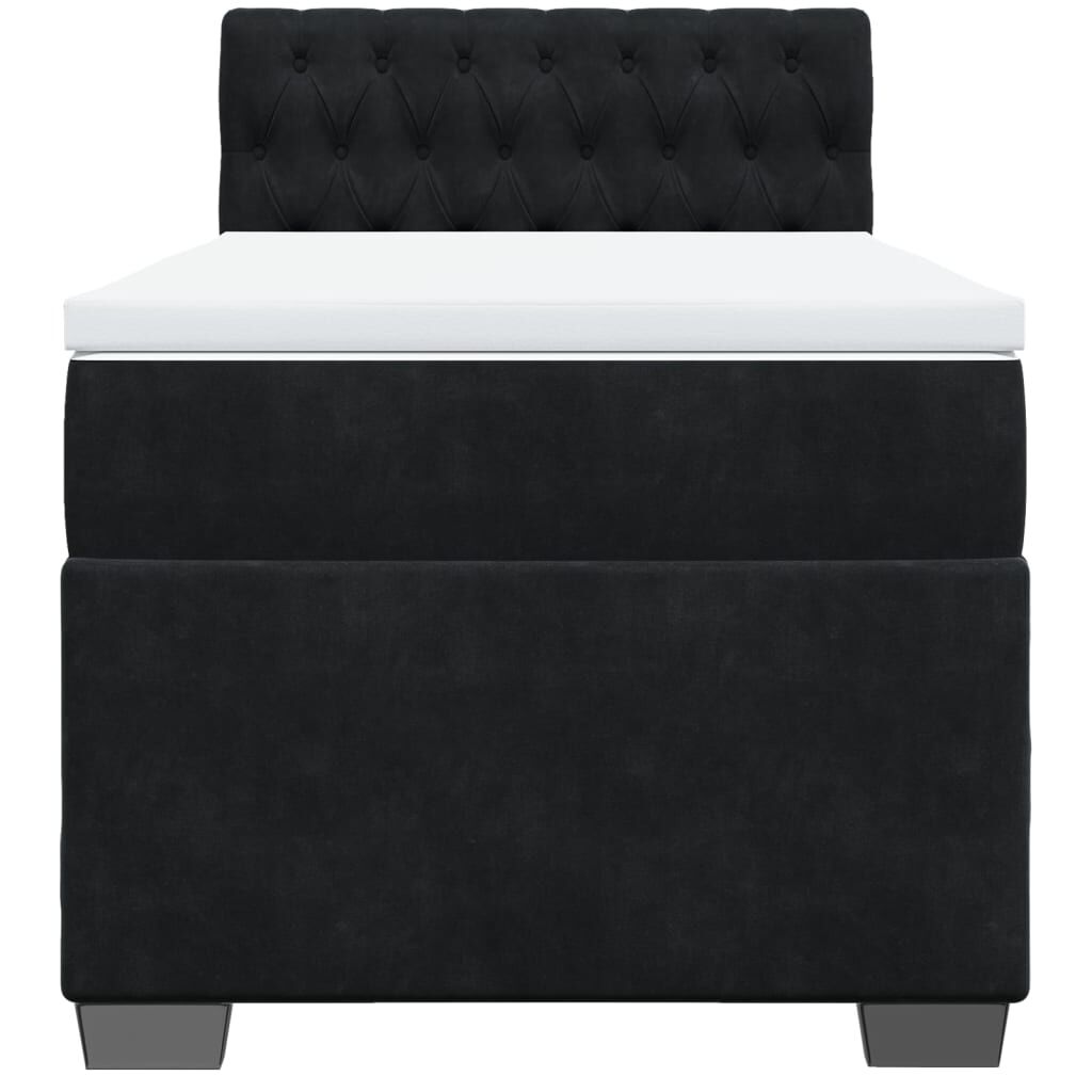 vidaXL Κρεβάτι Boxspring με Στρώμα Μαύρο 100x200 εκ. Βελούδινο