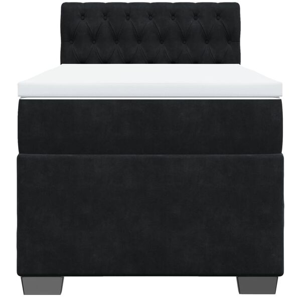 vidaXL Κρεβάτι Boxspring με Στρώμα Μαύρο 100x200 εκ. Βελούδινο