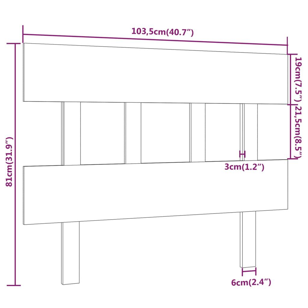 vidaXL Κεφαλάρι Κρεβατιού Μελί 103,5x3x81 εκ. Μασίφ Ξύλο Πεύκου