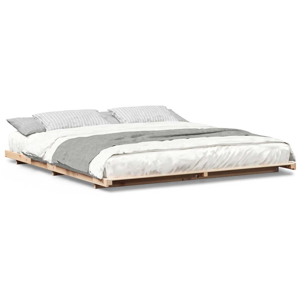 vidaXL Κρεβάτι δαπέδου Καφέ 180 x 210 cm Μασίφ ξύλο πεύκου
