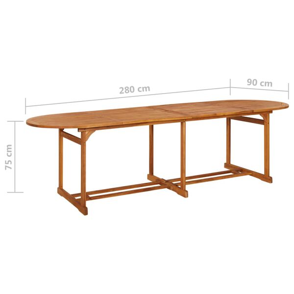 vidaXL Τραπεζαρία Κήπου 280 x 90 x 75 εκ. από Μασίφ Ξύλο Ακακίας
