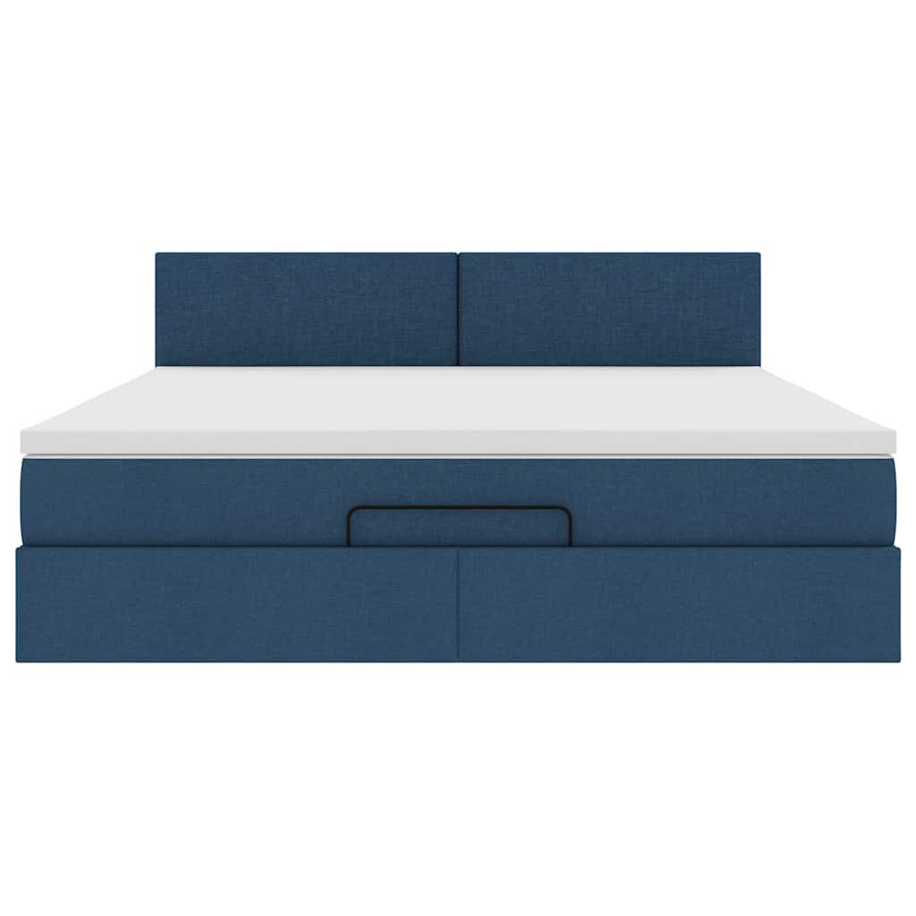 vidaXL Οθωμανικό κρεβάτι με στρώμα μπλε 160x200cm ύφασμα