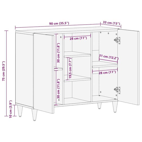 vidaXL Πλαϊνό γραφείο Λευκό 33.5 x 90 x 75 εκ