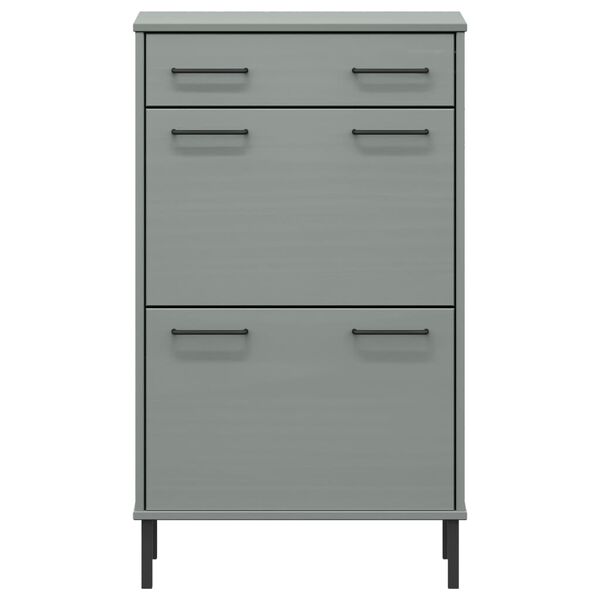 vidaXL Παπουτσοθήκη OSLO με Μεταλλικά Πόδια Γκρι από Μασίφ Ξύλο Πεύκου