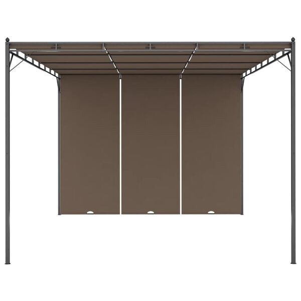 vidaXL Κιόσκι Κήπου Taupe 4 x 3 x 2,25 μ. με Πλαϊνή Κουρτίνα