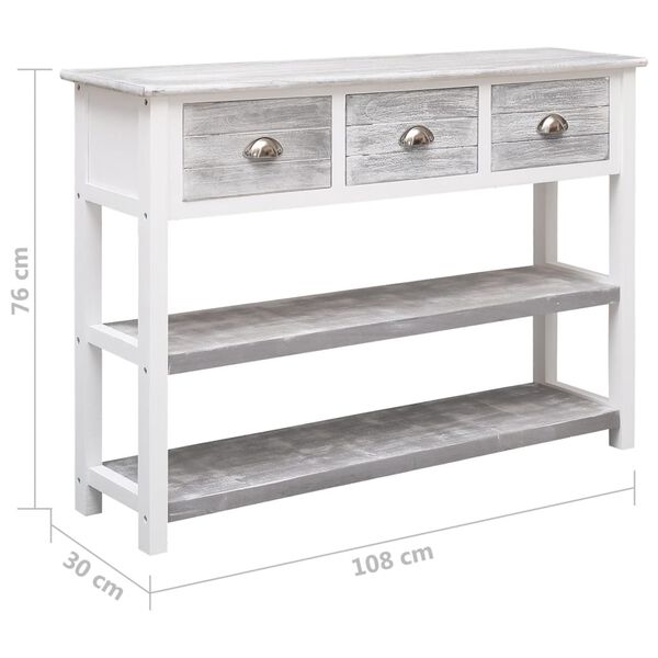 vidaXL Μπουφές Αντικέ Γκρι 108 x 30 x 76 εκ. από Μασίφ Ξύλο Παυλώνιας