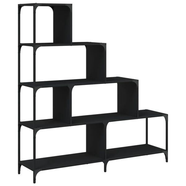 vidaXL Βιβλιοθήκη Σκάλα 4 Ράφια Μαύρη 139x33,5x149 εκ. Επεξεργ. Ξύλο
