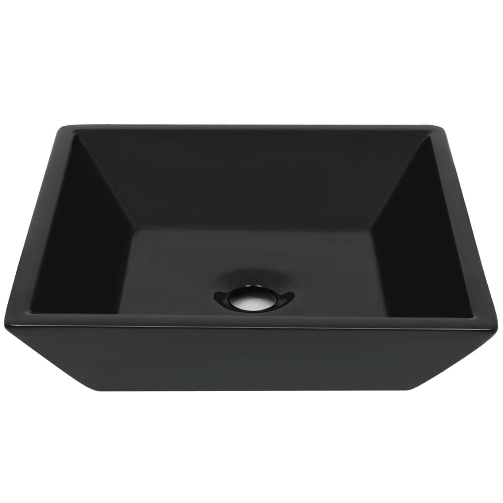 vidaXL Νιπτήρας Τετράγωνος Μαύρος 41,5 x 41,5 x 12 εκ. Κεραμικός