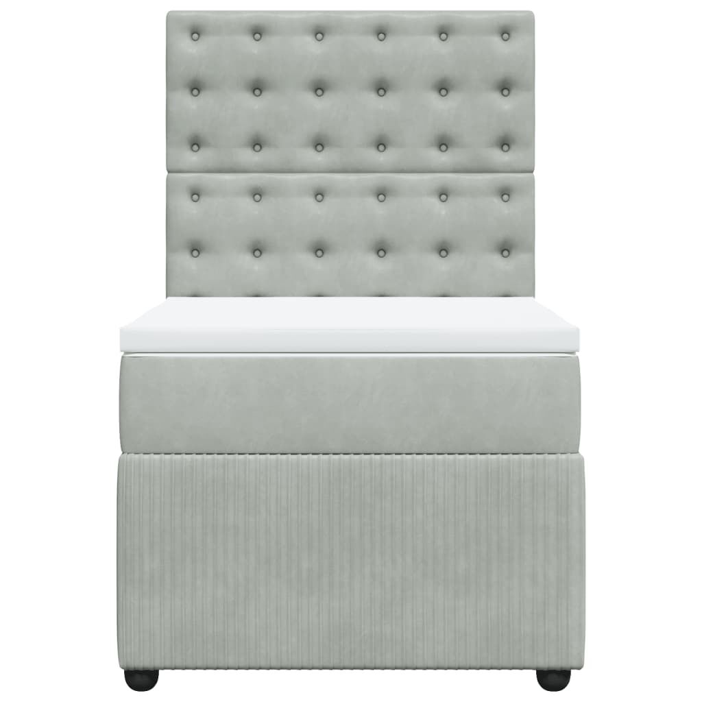 vidaXL Κρεβάτι Boxspring με Στρώμα Ανοιχτό Γκρι 80x200 εκ. Βελούδινο