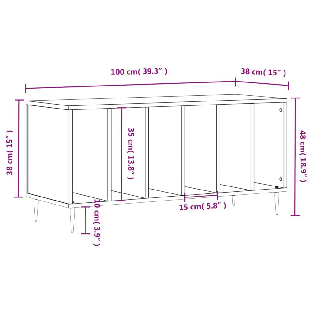 vidaXL Έπιπλο Δίσκων Λευκό 100 x 38 x 48 εκ. από Επεξεργασμένο Ξύλο
