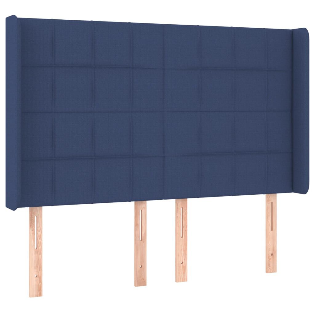 vidaXL Κρεβάτι Boxspring με Στρώμα & LED Μπλε 140x190 εκ. Υφασμάτινο
