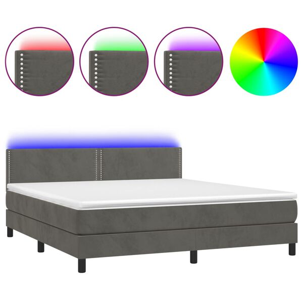 vidaXL &Kappa;&rho;&epsilon;&beta;ά&tau;&iota; Boxspring &mu;&epsilon; &Sigma;&tau;&rho;ώ&mu;&alpha; & LED &Sigma;&kappa;. &Gamma;&kappa;&rho;&iota; 160x200&epsilon;&kappa;. &Beta;&epsilon;&lambda;&omicron;ύ&delta;&iota;&nu;&omicron;