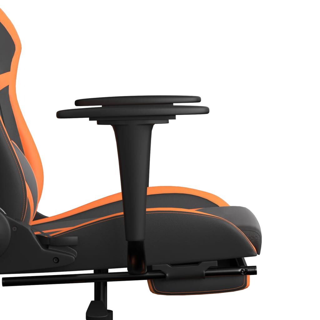 vidaXL Καρέκλα Gaming Μασάζ Υποπόδιο Μαύρο/Πορτοκαλί Συνθετικό Δέρμα