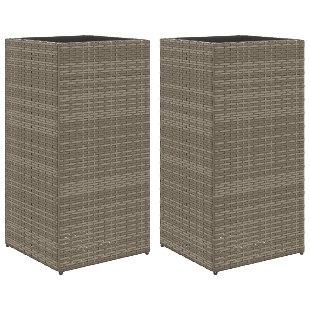 vidaXL Ζαρντινιέρες Κήπου 2 τεμ. Γκρι 40x40x80 εκ. από Συνθετικό Ρατάν