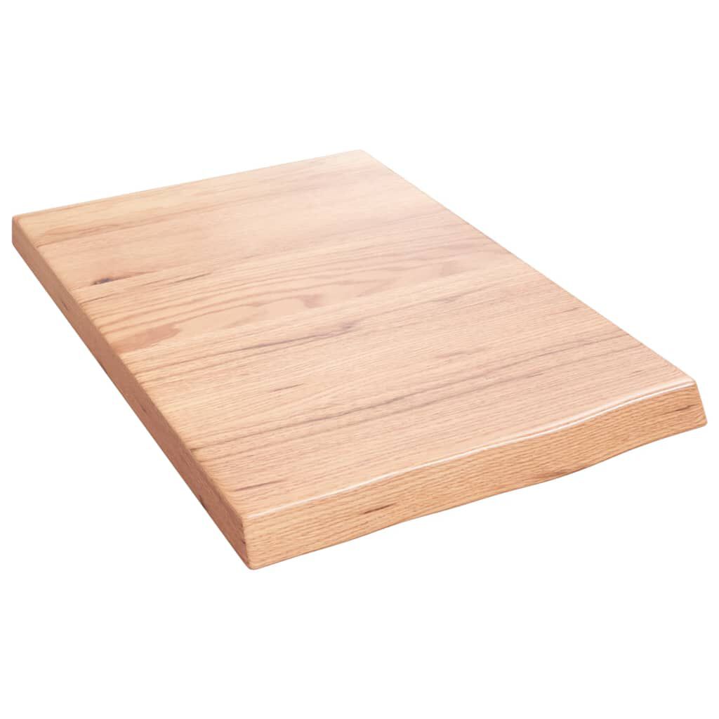vidaXL Ράφι Τοίχου Ανοιχτό Καφέ 40x60x(2-4)εκ. Επεξ. Μασίφ Ξύλο Δρυός