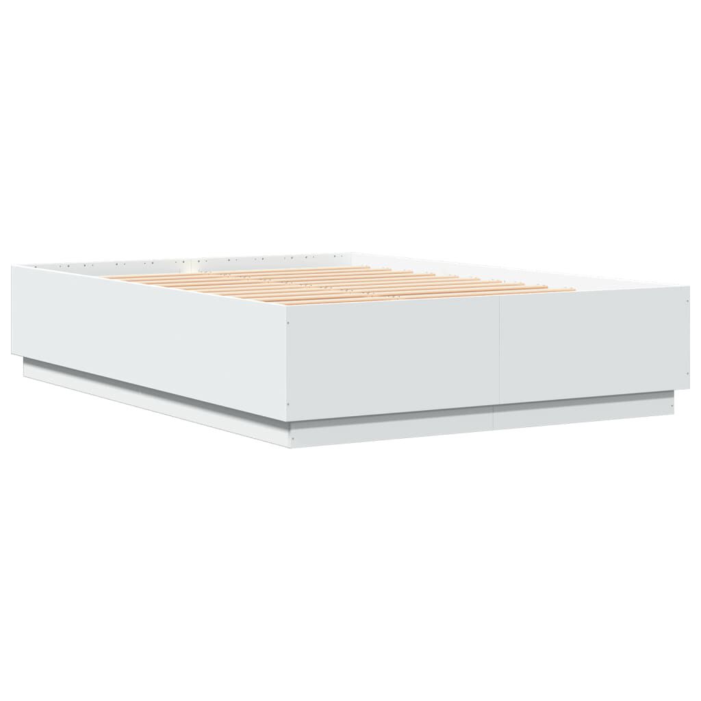 vidaXL Πλαίσιο Κρεβατιού με Φώτα LED Λευκό 120x200 εκ.Επεξ. Ξύλο