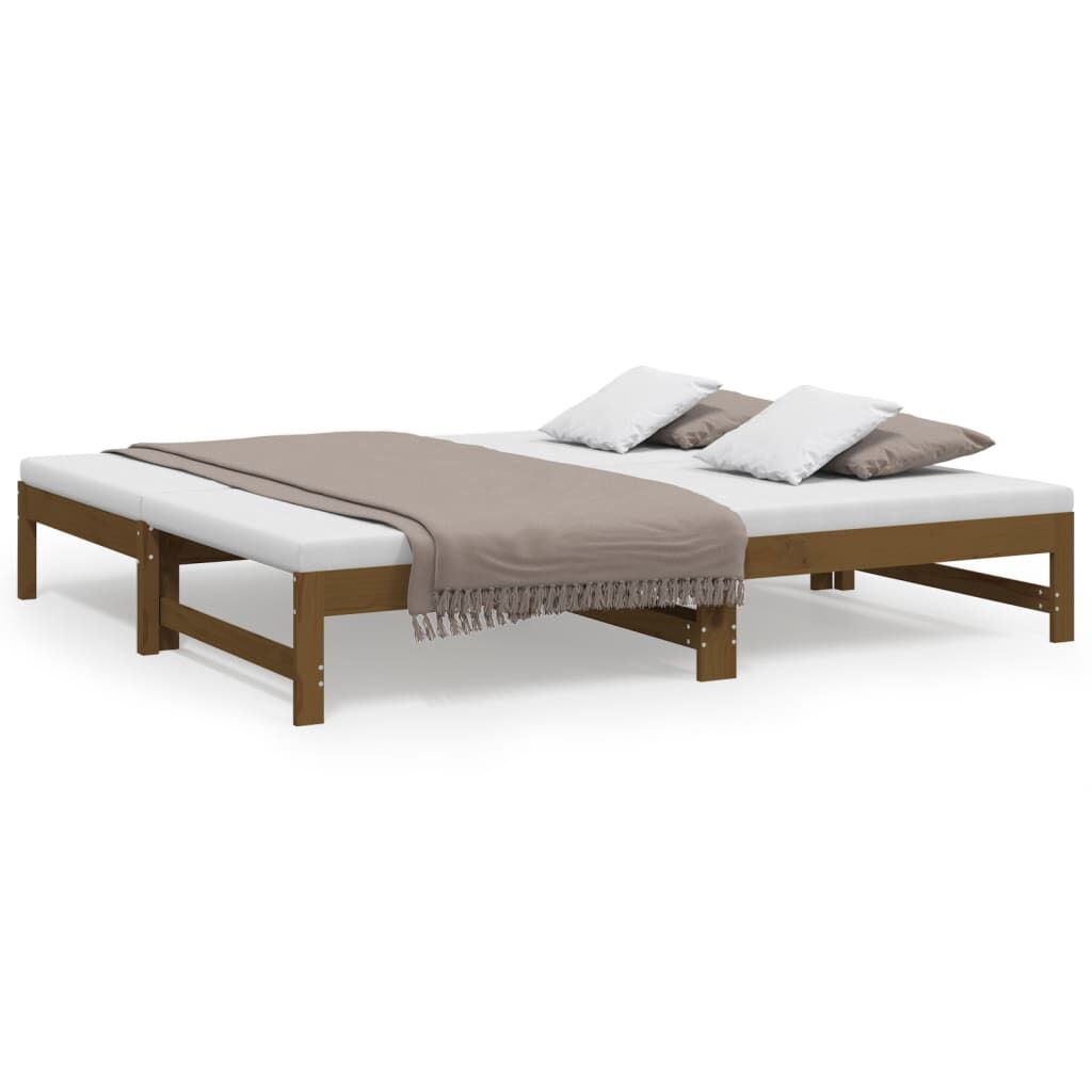 vidaXL Καναπές Κρεβάτι Συρόμενος Μελί 2x(90x190) εκ. Μασίφ Ξύλο Πεύκου