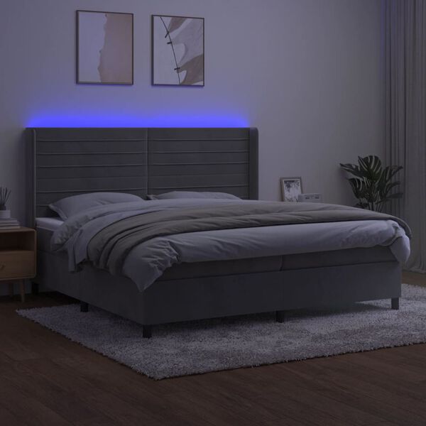 vidaXL &Kappa;&rho;&epsilon;&beta;ά&tau;&iota; Boxspring &mu;&epsilon; &Sigma;&tau;&rho;ώ&mu;&alpha; & LED &Alpha;&nu;.&Gamma;&kappa;&rho;&iota; 200x200 &epsilon;&kappa;. &Beta;&epsilon;&lambda;&omicron;ύ&delta;&iota;&nu;&omicron;