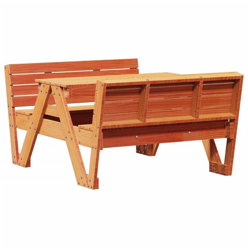 vidaXL Τραπέζι Πικνίκ για Παιδιά 88x122x58 εκ. Καφέ Μασίφ Ξύλο Πεύκου