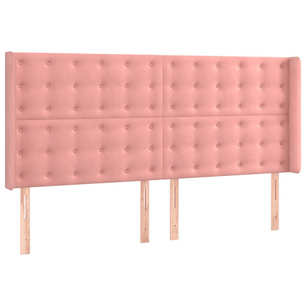 vidaXL Κρεβάτι Boxspring με Στρώμα Ροζ 160x200 εκ. Βελούδινο