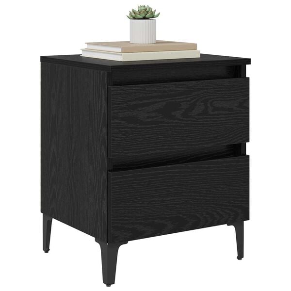 vidaXL Κομοδίνο 2 pcs Μαύρη δρυς 40 x 35 x 50 εκ. Επεξεργασμένο ξύλο