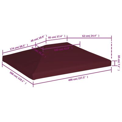 vidaXL Κάλυμμα για Κιόσκι Μπορντό 3 x 4 μ. 310 γρ./μ²