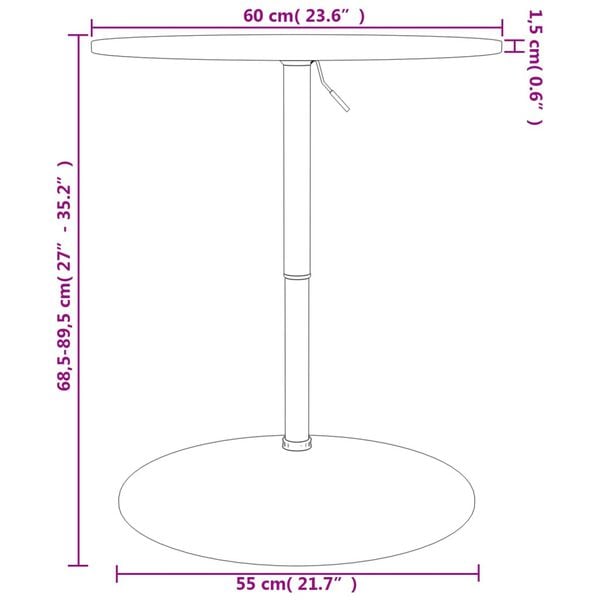 vidaXL Τραπέζι Μπαρ Αν. Καφέ Ø60x89,5 εκ. από Μασίφ Ξύλο Δρυός