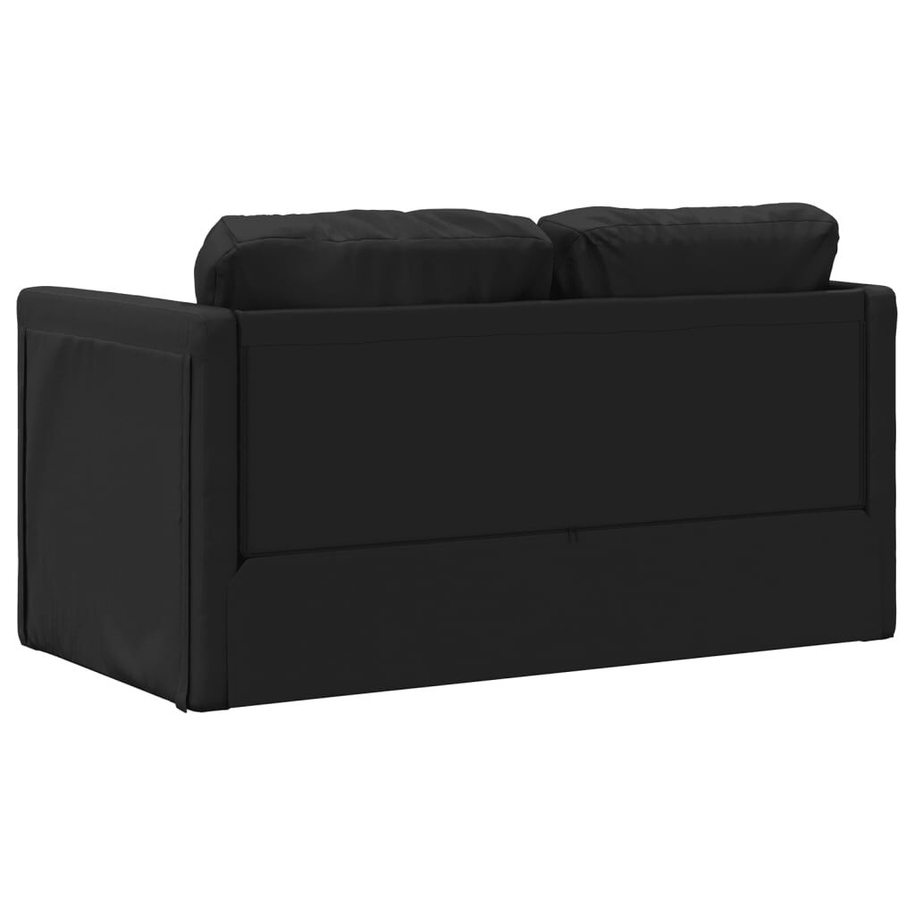vidaXL Καναπές-Κρεβάτι Δαπέδου 2 σε 1 Μαύρο 112x174x55 εκ. Συνθ. Δέρμα
