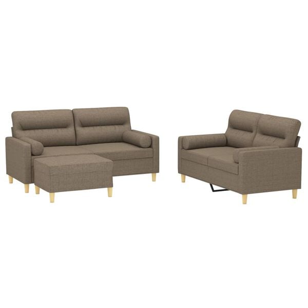 vidaXL &Sigma;&epsilon;&tau; &Sigma;&alpha;&lambda;&omicron;&nu;&iota;&omicron;ύ 3 &Tau;&epsilon;&mu;&alpha;&chi;ί&omega;&nu; Taupe Ύ&phi;&alpha;&sigma;&mu;&alpha; + &Delta;&iota;&alpha;&kappa;&omicron;&sigma;&mu;&eta;&tau;&iota;&kappa;ά &Mu;&alpha;&xi;&iota;&lambda;ά&rho;&iota;&alpha;