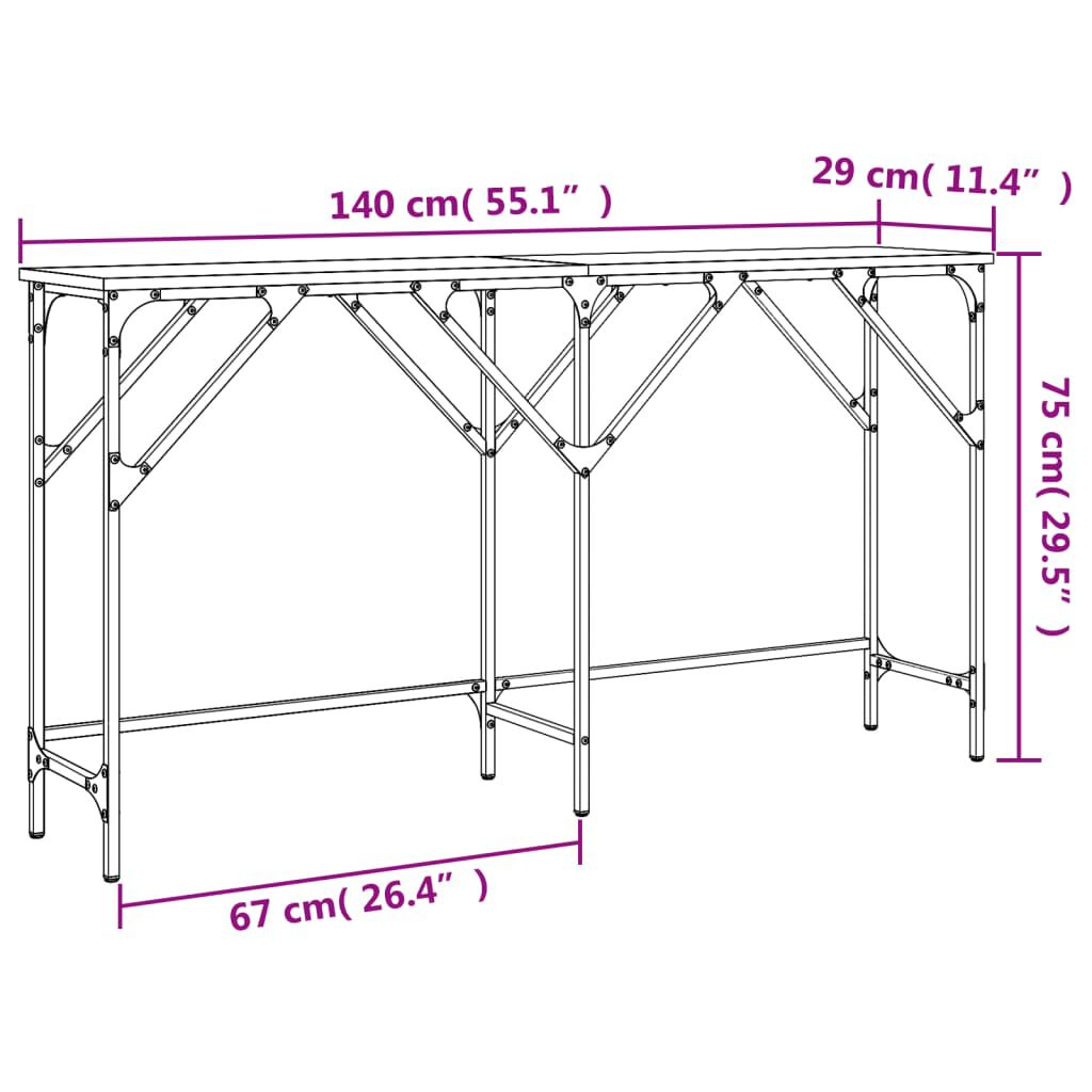vidaXL Τραπέζι Κονσόλα Sonoma Δρυς 140 x 29 x 75 εκ. Επεξεργ. Ξύλο