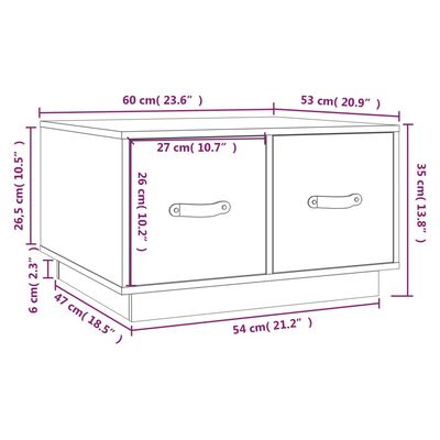 vidaXL Τραπεζάκι Σαλονιού Λευκό 60x53x35 εκ από Μασίφ Ξύλο Πεύκου