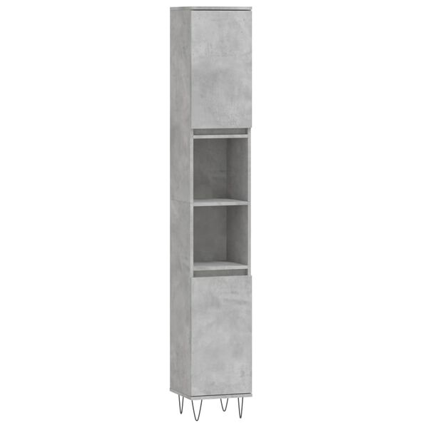 vidaXL Ντουλάπι Μπάνιου Γκρι Σκυροδέματος 30x30x190 εκ. Επεξ. Ξύλο